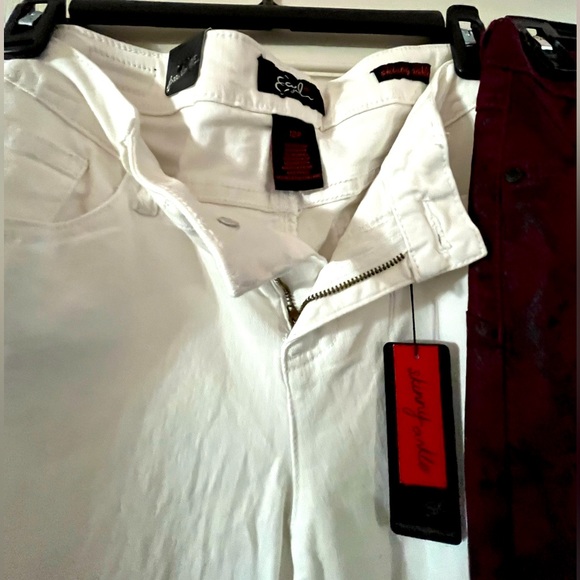 EARL Jeans: WHITE (Skinny Ankle) w/BLUE 🧵EMBROIDERED HEM-Denim, SIZE 12P, NWT! - Picture 4 of 14